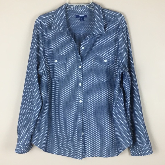 Old Navy Tops - Old Navy Polka Dot Chambray Shirt